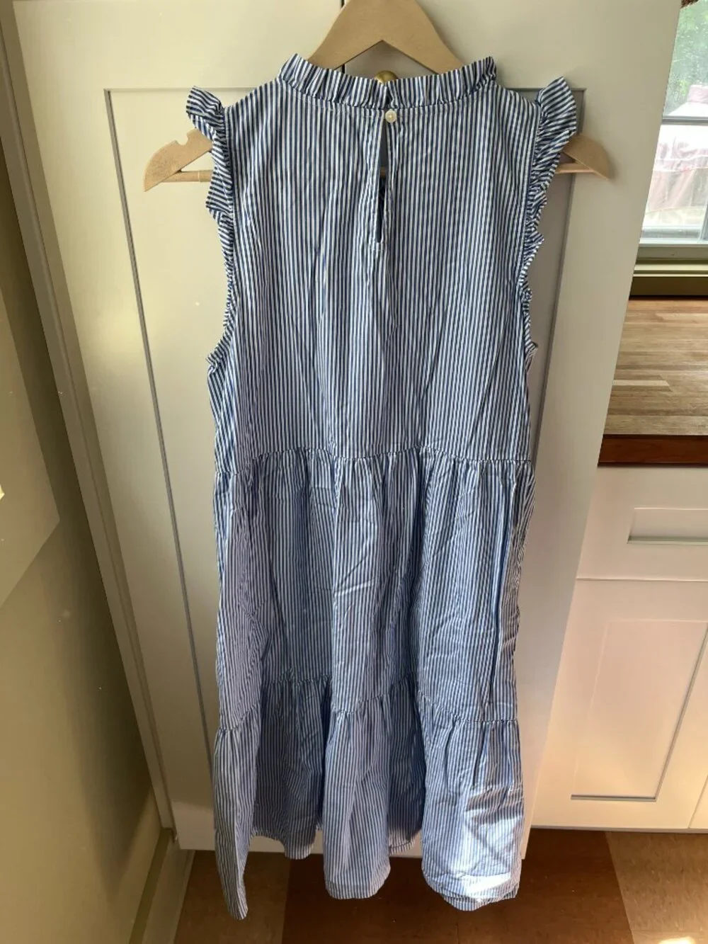 J.Crew Blue & White Striped Ruffle Dress – Size 8